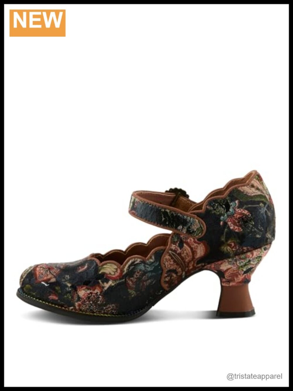 L'Artiste Adodora Mary Jane Pump Textile Leather Velvet Hook Loop - Picture 3 of 6